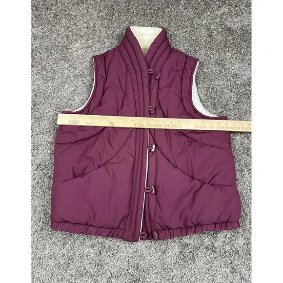 Vintage Puffer Vest Womens Large Quilted Button Front Sleeveless Winter 80s - Picture 10 of 10
